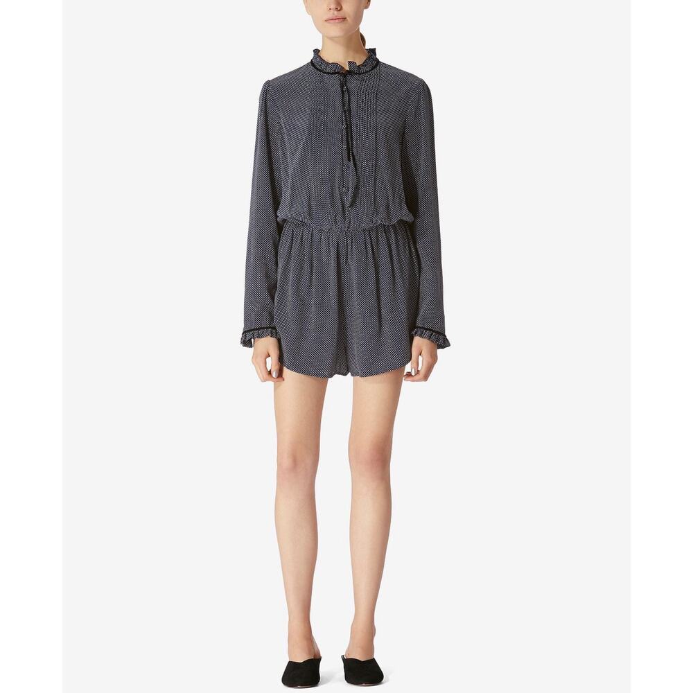 Avec Les Filles Polka Dot Romper in Navy White Women's Size M